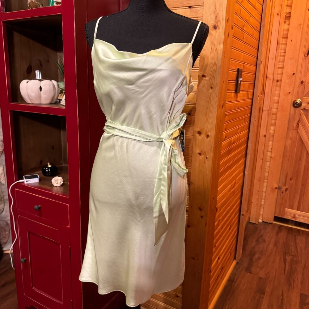 Express Dress Womens Satin Cowl Lime Green NEW Size M